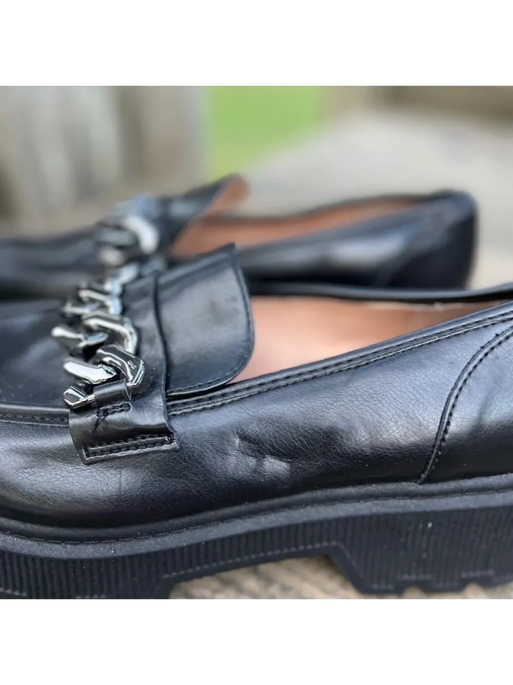 Limelight 90s Y2K Chunky Heel Lug Sole Faux Leather Slip-On Loafers Shoes 10